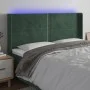 Cabecero con LED de terciopelo verde oscuro 183x16x118/128 cm de , Cabeceros y pies de cama - Ref: Foro24-3123971, Precio: 13...