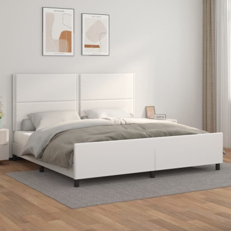 Bettgestell mit Kopfteil aus weißem Kunstleder, 200 x 200 cm von , Betten und Lattenroste - Ref: Foro24-3125531, Preis: 226,6...