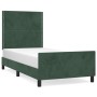 Estructura cama con cabecero terciopelo verde oscuro 90x200 cm de , Camas y somieres - Ref: Foro24-3125675, Precio: 127,93 €