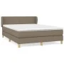 Box spring bed with taupe gray fabric mattress 140x190 cm by , Beds and slatted bases - Ref: Foro24-3126641, Price: 455,95 €,...