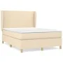 Box spring bed with cream fabric mattress 140x190 cm by , Beds and slatted bases - Ref: Foro24-3128362, Price: 500,69 €, Disc...