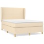 Cama box spring con colchón tela color crema 140x190 cm de , Camas y somieres - Ref: Foro24-3128362, Precio: 508,77 €, Descue...