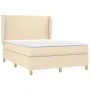 Box spring bed with cream fabric mattress 140x190 cm by , Beds and slatted bases - Ref: Foro24-3128362, Price: 500,69 €, Disc...