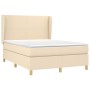 Cama box spring con colchón tela color crema 140x190 cm de , Camas y somieres - Ref: Foro24-3128362, Precio: 508,77 €, Descue...