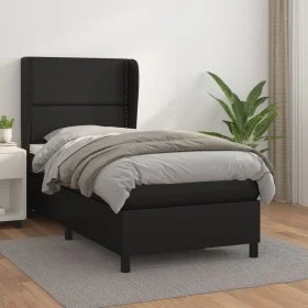 Box spring bed with black synthetic leather mattress 80x200 cm by , Beds and slatted bases - Ref: Foro24-3128937, Price: 318,...