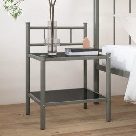 Gray and black metal and glass bedside table 45x34.5x60.5 cm by vidaXL, Nightstands - Ref: Foro24-325089, Price: 28,05 €, Dis...