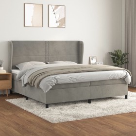 Box spring bed with light gray velvet mattress 200x200 cm by , Beds and slatted bases - Ref: Foro24-3129171, Price: 663,48 €,...