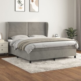 Cama box spring con colchón terciopelo gris claro 180x200 cm de , Camas y somieres - Ref: Foro24-3129165, Precio: 581,09 €, D...