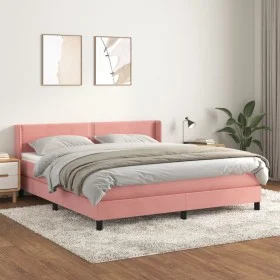 Box spring bed with pink velvet mattress 180x200 cm by , Beds and slatted bases - Ref: Foro24-3130918, Price: 494,73 €, Disco...