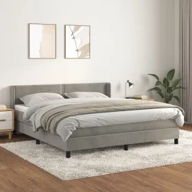 Box spring bed with light gray velvet mattress 180x200 cm by , Beds and slatted bases - Ref: Foro24-3130913, Price: 512,01 €,...