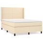 Cama box spring con colchón tela color crema 140x190 cm de , Camas y somieres - Ref: Foro24-3131270, Precio: 494,01 €, Descue...