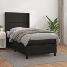 Box spring bed with black synthetic leather mattress 90x190 cm by , Beds and slatted bases - Ref: Foro24-3132411, Price: 322,...
