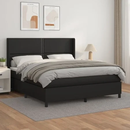 Box spring bed with black synthetic leather mattress 160x200 cm by , Beds and slatted bases - Ref: Foro24-3132447, Price: 571...