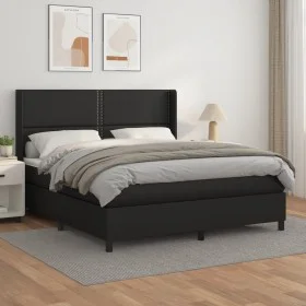 Box spring bed with black synthetic leather mattress 180x200 cm by , Beds and slatted bases - Ref: Foro24-3132453, Price: 593...