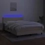Box spring bed with mattress and LED cream fabric 140x190 cm by , Beds and slatted bases - Ref: Foro24-3132994, Price: 406,31...