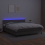 Box spring bed with mattress and LED gray synthetic leather 160x200 cm by , Beds and slatted bases - Ref: Foro24-3134175, Pri...