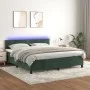 Cama box spring colchón y LED terciopelo verde oscuro 180x200cm de , Camas y somieres - Ref: Foro24-3134360, Precio: 534,63 €...