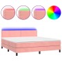 Boxspringbett mit Matratze und LED-Rosa-Samt 180x200 cm von , Betten und Lattenroste - Ref: Foro24-3134362, Preis: 483,26 €, ...