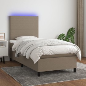 Box spring bed with mattress and taupe gray LED lights 80x200 cm by , Beds and slatted bases - Ref: Foro24-3134673, Price: 35...