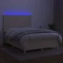 Box spring bed mattress and LED lights cream fabric 140x190 cm by , Beds and slatted bases - Ref: Foro24-3135434, Price: 477,...