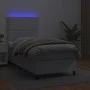 Box spring bed and LED mattress white synthetic leather 90x200 cm by , Beds and slatted bases - Ref: Foro24-3135862, Price: 3...