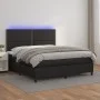 Cama box spring colchón y LED cuero sintético negro 180x200 cm de , Camas y somieres - Ref: Foro24-3135897, Precio: 587,20 €,...