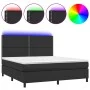 Box spring bed with mattress and LED black synthetic leather 180x200 cm by , Beds and slatted bases - Ref: Foro24-3135897, Pr...