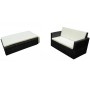 2-teiliges Gartenmöbel-Set und Kissen Kunstrattan schwarz von vidaXL, Gartensets - Ref: Foro24-42734, Preis: 269,78 €, Rabatt: %