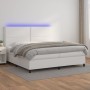 Boxspringbett mit Matratze und LED-weißem Kunstleder 200x200 cm von , Betten und Lattenroste - Ref: Foro24-3135904, Preis: 70...