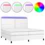 Boxspringbett mit Matratze und LED-weißem Kunstleder 200x200 cm von , Betten und Lattenroste - Ref: Foro24-3135904, Preis: 70...