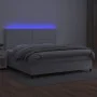 Box spring bed with mattress and LED white synthetic leather 200x200 cm by , Beds and slatted bases - Ref: Foro24-3135904, Pr...