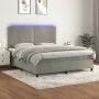 Box spring bed with mattress and LED light gray velvet 180x200 cm by , Beds and slatted bases - Ref: Foro24-3136077, Price: 5...