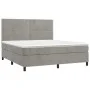 Box spring bed with mattress and LED light gray velvet 180x200 cm by , Beds and slatted bases - Ref: Foro24-3136077, Price: 5...