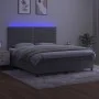 Box spring bed with mattress and LED light gray velvet 180x200 cm by , Beds and slatted bases - Ref: Foro24-3136077, Price: 5...