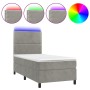 Box spring bed with mattress and LED light gray velvet 90x190 cm by , Beds and slatted bases - Ref: Foro24-3136035, Price: 29...