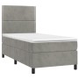 Box spring bed with mattress and LED light gray velvet 90x190 cm by , Beds and slatted bases - Ref: Foro24-3136035, Price: 29...
