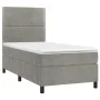 Box spring bed with mattress and LED light gray velvet 90x190 cm by , Beds and slatted bases - Ref: Foro24-3136035, Price: 31...