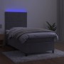 Box spring bed with mattress and LED light gray velvet 90x190 cm by , Beds and slatted bases - Ref: Foro24-3136035, Price: 29...