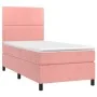Box spring bed with mattress and LED pink velvet 90x190 cm by , Beds and slatted bases - Ref: Foro24-3136040, Price: 325,11 €...
