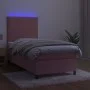 Box spring bed with mattress and LED pink velvet 90x190 cm by , Beds and slatted bases - Ref: Foro24-3136040, Price: 325,11 €...