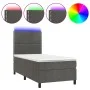 Box spring bed with mattress and LED dark gray velvet 90x200 cm by , Beds and slatted bases - Ref: Foro24-3136042, Price: 306...