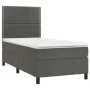 Box spring bed with mattress and LED dark gray velvet 90x200 cm by , Beds and slatted bases - Ref: Foro24-3136042, Price: 306...