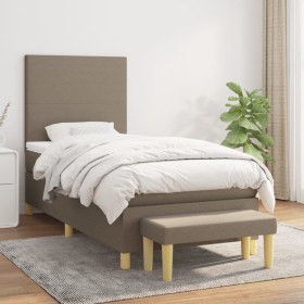 Box spring bed with taupe gray fabric mattress 80x200 cm by , Beds and slatted bases - Ref: Foro24-3136953, Price: 381,14 €, ...