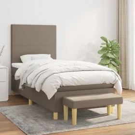Box spring bed with taupe gray fabric mattress 80x200 cm by , Beds and slatted bases - Ref: Foro24-3136953, Price: 388,08 €, ...