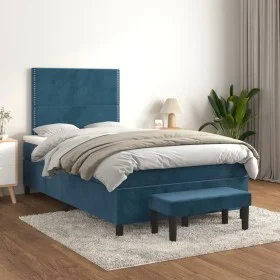 Boxspringbett mit dunkelblauer Samtmatratze 120x200 cm von , Betten und Lattenroste - Ref: Foro24-3137777, Preis: 450,99 €, R...