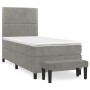 Box spring bed with light gray velvet mattress 90x190 cm by , Beds and slatted bases - Ref: Foro24-3137761, Price: 343,31 €, ...