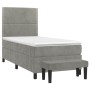 Box spring bed with light gray velvet mattress 90x190 cm by , Beds and slatted bases - Ref: Foro24-3137761, Price: 343,31 €, ...