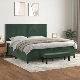 Box spring bed with dark green velvet mattress 200x200 cm by , Beds and slatted bases - Ref: Foro24-3137806, Price: 798,07 €,...