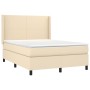 Box spring bed mattress and LED lights cream fabric 140x190 cm by , Beds and slatted bases - Ref: Foro24-3138154, Price: 502,...