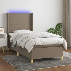 Box spring bed with mattress and taupe gray LED lights 80x200 cm by , Beds and slatted bases - Ref: Foro24-3138673, Price: 36...